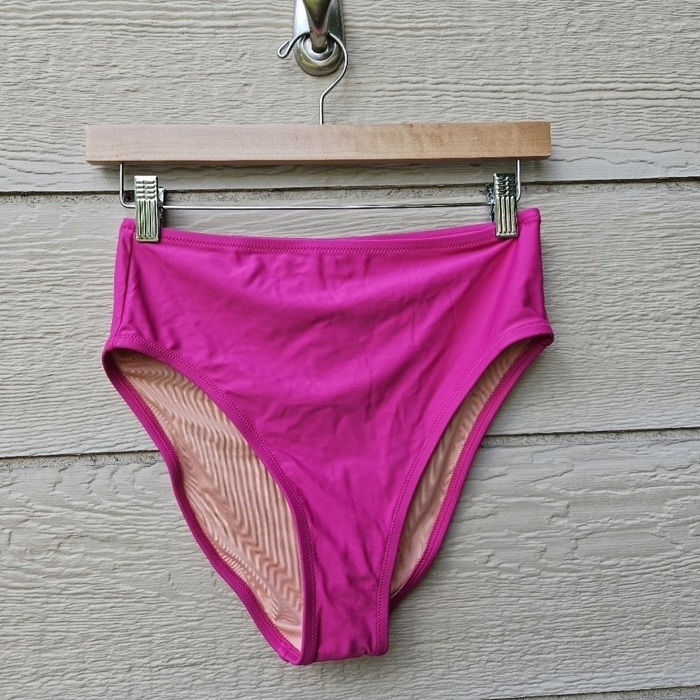 NWT J. Crew hot pink Hallie high waisted bikini bottom small